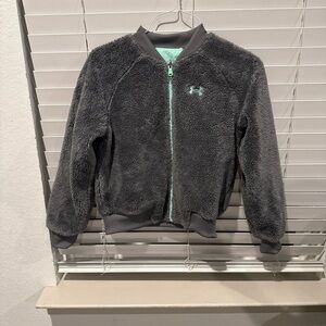 Under Armour Gray and Mint Kids Fleece Jacket